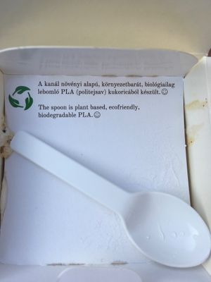 Coconut ice cream spoon  at Bio Barat in Budapest