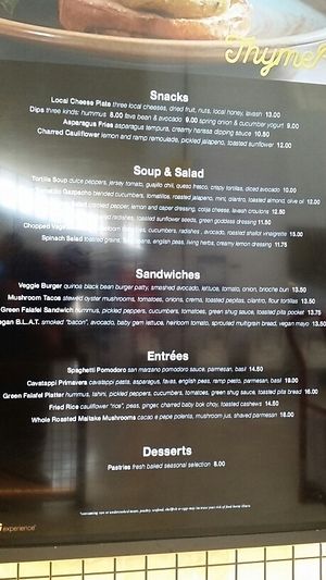menu at EWR - Thyme - Airport TC in Newark