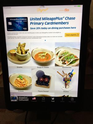 Menu Tablet at EWR - Thyme - Airport TC in Newark
