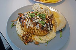 Roasted celery root w/homemade pita at Le Myrha in Paris