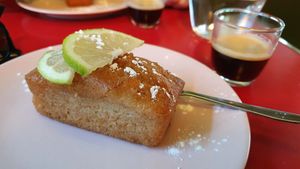 Lemon cake at Le Myrha in Paris