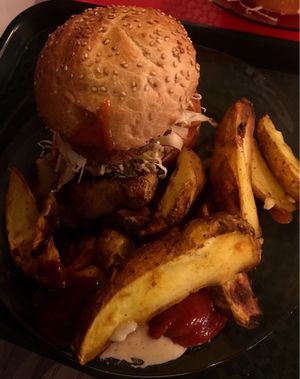 Vegan burger & fries at Le Myrha in Paris