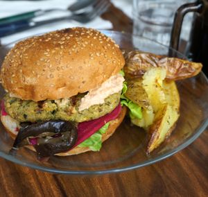 Burger w/fries at Le Myrha in Paris
