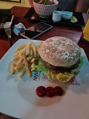 Burger - not recommended at Lazy Cat in Minca