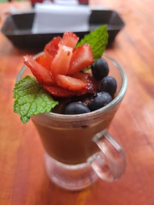 vegan mousse de chocolate at Lazy Cat in Minca