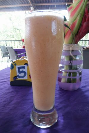 Banana Strawberry Smoothie at Lazy Cat in Minca