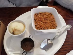 Apple crumble at Casa Romana Italian Restaurant in Carlisle