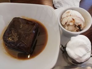 Sticky toffee pudding at Casa Romana Italian Restaurant in Carlisle