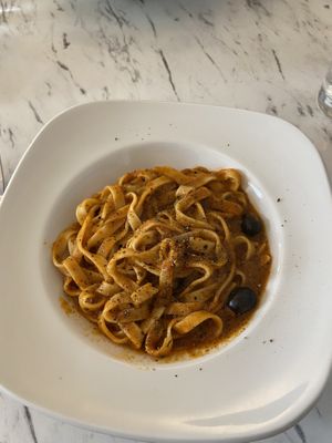 Vegan tagliatelle basilico   at Casa Romana Italian Restaurant in Carlisle