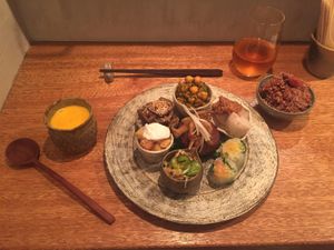 Dinner plate at Mique in Tokyo