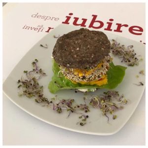 vegan burger at Rawdia in Sibiu