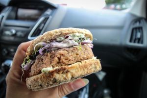 vegan burger at Rawdia in Sibiu