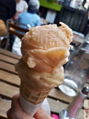 Sorbet and cornet vegan at Pizzebio in Paris