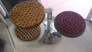 Apple Pie
Raspberry Pie
Wild Cherry Pie
(Vegetarian)  at Rolling Pin Bakery in Surfside