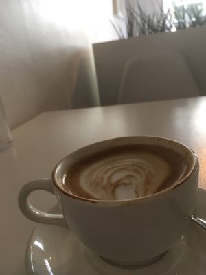 Coffee art with Cashew milk!!!! at Ribizli in Wallingford