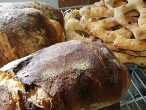 Ribizli cafe is home to Bare Bread Artisan Sourdough Micro-Bakery. Freshly made slow fermented healthy breads. at Ribizli in Wallingford