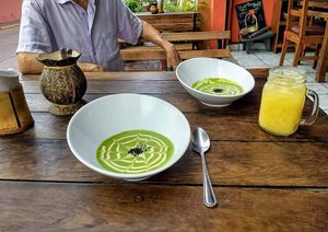 Spinach cream soup at Taqueria Entre Zankas in Zihuatanejo