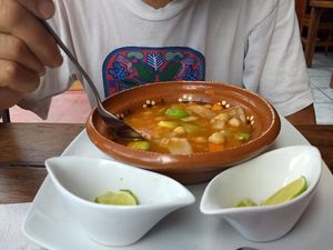 Caldo Tlalpeño at Taqueria Entre Zankas in Zihuatanejo