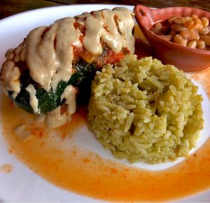 Chile Relleno daily special... so goooood. at Taqueria Entre Zankas in Zihuatanejo