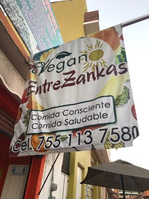 Street banner sign  at Taqueria Entre Zankas in Zihuatanejo