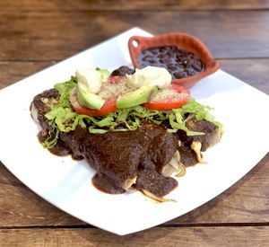 Enmoladas with mushrooms, the daily special. at Taqueria Entre Zankas in Zihuatanejo