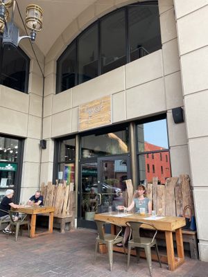 Outdoor seating  at Taproot Cider House in Traverse City