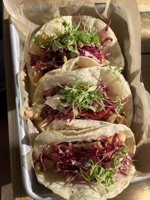 Mushroom cauliflower tacos  at Taproot Cider House in Traverse City