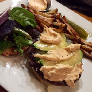 Black Bean Burger at Taproot Cider House in Traverse City