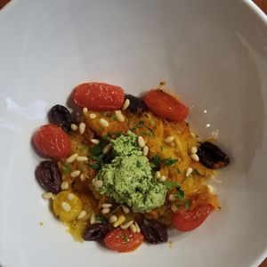 Squash and cashew cream yum at Taproot Cider House in Traverse City