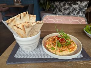 Hummus and pitta at All Bar One in Sheffield