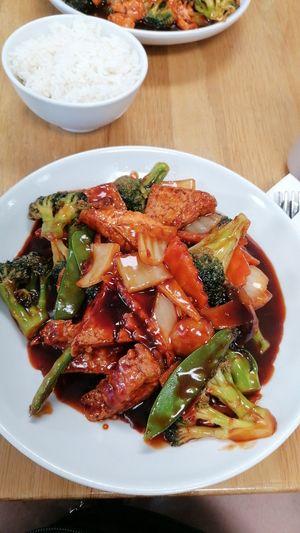 Mixed vegetables with added tofu at Ming Dynasty in Charlottesville