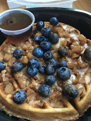 Vegan almond butter and blueberry waffle at Black Coffee and Waffle Bar in Minneapolis
