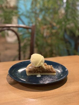Walnut pie with ice cream  at Yidaki Cafe in Kobe