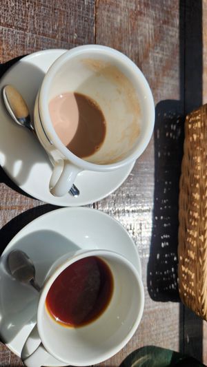 Last sips of hot chocolate and Costa Rica coffee at Yidaki Cafe in Kobe