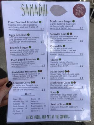 New menu SEP 2019 at Samadhi Whole Foods in Camden
