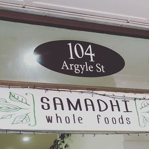 Samadhi sign at Samadhi Whole Foods in Camden