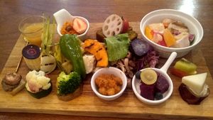 Wow. This plate mixes European tastes with Japanese approach. Absolutely brilliant cooking. All was amazing. Worth every yen. at Plus Veganique in Tokyo