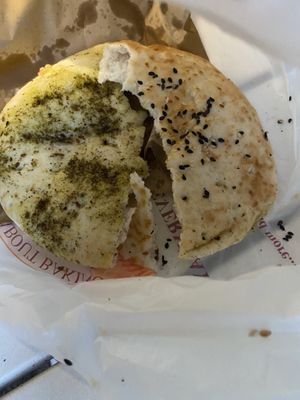 Half of each of the yummiest pita breads ever.   at Pita Bakery in Central Singapore