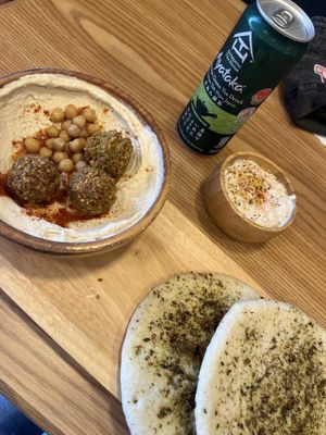 Humus and falafel  at Pita Bakery in Central Singapore