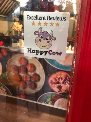 HappyCow Decal  at Pita Bakery in Central Singapore