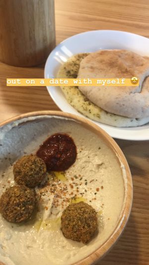 i’m hungry $14 (large hummus bowl, 3 falafels, choice of 2 pita - wholemeal and zaatar for me!) at Pita Bakery in Central Singapore