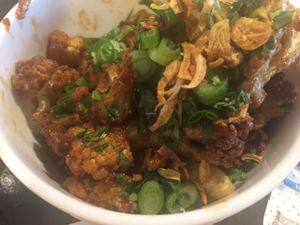 Unbelievably awesome Korean BBQ cauliflower  at Stem Farm and Kitchen in Baltimore