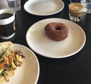 Vegan Philly cheesesteak and donuts  at Stem Farm and Kitchen in Baltimore