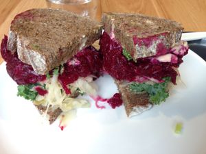 Beet Ruben sandwich! Vegan! at Stem Farm and Kitchen in Baltimore