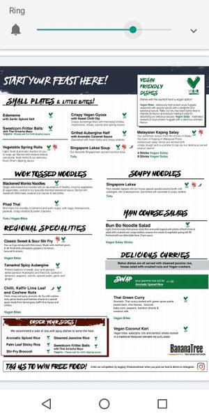 Vegan Menu at Banana Tree - Angel in London