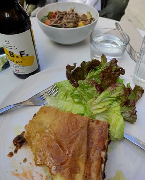 Lasagna and buckwheat noodles at Vero L'Autre Cantine in Paris