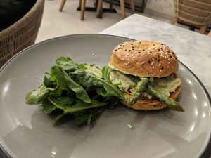 Avocado bagel at Cafe Organic in Kerobokan Kelod