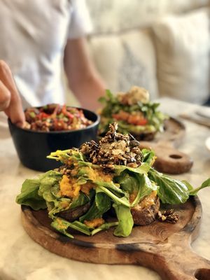 Pumpkin sandwich / buffalo wings / avocado sandwich  at Cafe Organic in Kerobokan Kelod