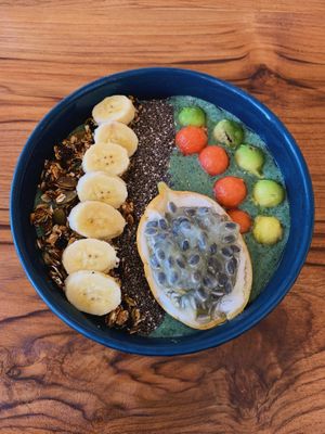 Green Guaranja Smoothie Bowl at Cafe Organic in Kerobokan Kelod