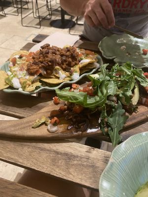 Starter nachos and bruschetta at Elixiba in Byron Bay